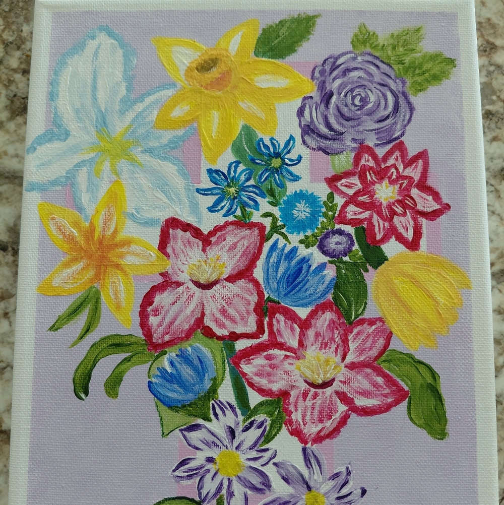 Floral Canvas Art with Vibrant Colors 8x10